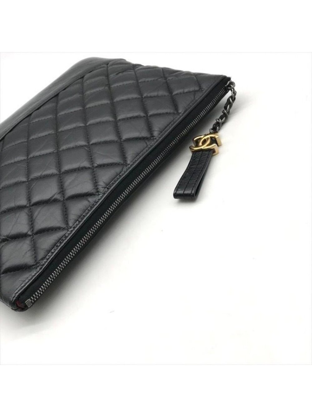 Chanel CC Logo Quilted Gabriel Lambskin Hand Clutch Black - Picture 7 of 10